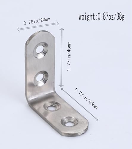 4 Pack Flat Mending Plate for Wood, Stainless Steel Straight Brackets Flat Repair Fixing Wood Brace Joining Plates Connector with Fixing Screws (8, L-Shaped Bracket 0.78*1.77*1.77in) - size: L-Shaped Bracket 0.78*1.77*1.77 in