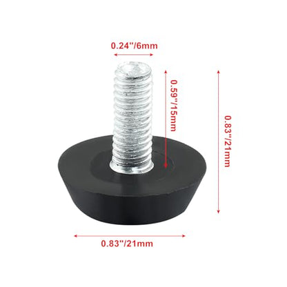 8 Pcs M6 x 15mm Black Furniture Legs, Modern Style, Adjustable Levelers for Chairs, Tables, Desks, Cabinets, Patio Furniture - size: M6 x 15mm