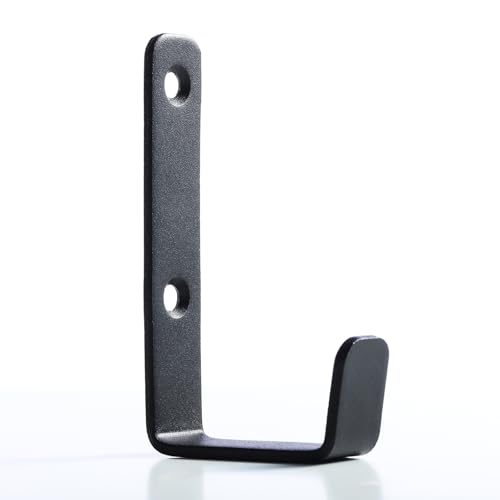 Stainless Steel Hooks for Hanging, Heavy Duty Hooks, Coat Hook, Wall Hooks Wall Mounted Hook Towel Hook Garage Holder Screw Hanger, 6 Pack (Black) - color: Black