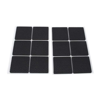 Non-Slip Rubber Furniture Pads, 12Pcs Wood Floor Protector Pad Table Chair Leg Floor Protectors Square Rubber Feet Self-Adhesive Protector Set(Black)
