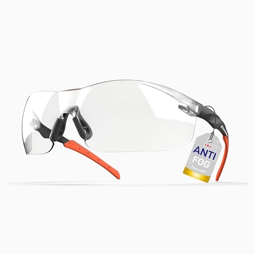 Classic Pickleball Safety Glasses – Fit-Enhanced ANSI Z87.1, Anti-Fog, UV & Impact Resistant Eyewear for Sports, Work & Shooting – No-Slip Grip, Black and Orange - color: Black/Orange, size: Classic Fit
