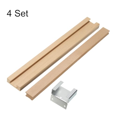 uxcell 4 Set Wooden Drawer Slides, 17-3/4 (45 CM) Classic Wood Center Guide Track with Metal Slide Glide Bracket, Wood Drawer Glides Bottom Rails Replacement Kit - size: 17-3/4