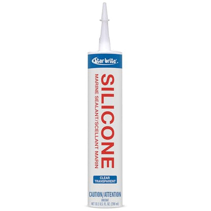 STAR BRITE Marine Silicone Sealant - Clear 10.1 Oz - Waterproof, Durable, UV Resistant, for Fiberglass, Metal, Wood, Glass, Ceramic & More (082122) - size: 10.3 fl oz