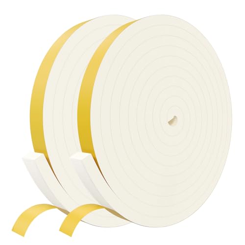 Weather Stripping Door Seal Strip,White Weatherproof Foam Tape Insulation for Sliding Door, Front Door Frame, Windows (1 in x 1/2 in x 32.8Ft) - color: White, size: 1Inx1/2Inx32.8Ft