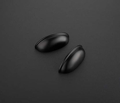 Ravinte 5 Pack 3" Drawer Pulls Flat Black Cabinet Cup Pulls Kitchen Hardware Cabinet Handles Drawer Handles Knobs 3 inch Hole Center - color: Black