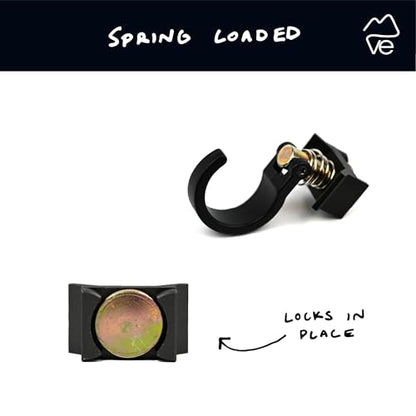 VanEssential Venture L-Track Spring Loaded Adjustable Gear Hook - Black - 2 pcs