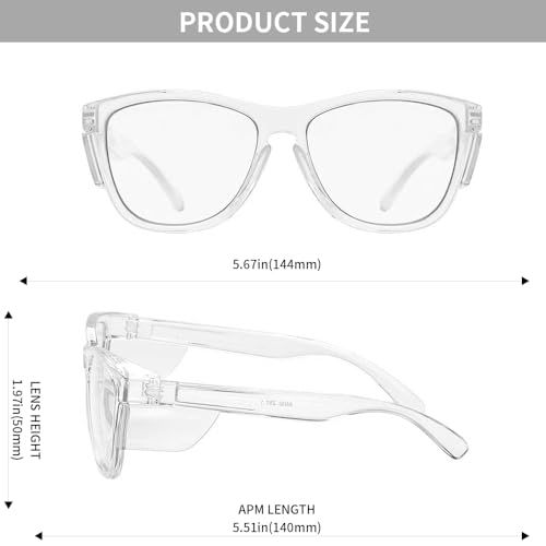Z87 Anti-Fog Photochromic UV400 Blue Light Blocking Impact Resistant Protective Wraparound safety Glasses - color: Clear