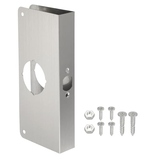 PATIKIL Door Reinforcement Plate, 1 Set Doors Reinforce Repair for 1-3/8" Thick Door 9" Size Door Knob Lock Latch Deadbolt Cover Plate Home Security, Silver - color: Silver, size: 1-3/8"; 9"
