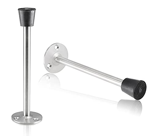 2 Pack Stainless Steel Heavy Duty Door Stop 6" Wall Mounted Door Stopper with Rubber Tip Design Mute for Wall and Door Protection, 6.29" / 160mm - size: 6.3"/160mm