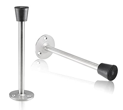 2 Pack Stainless Steel Heavy Duty Door Stop 6" Wall Mounted Door Stopper with Rubber Tip Design Mute for Wall and Door Protection, 6.29" / 160mm - size: 6.3"/160mm