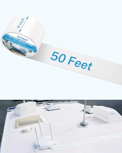 Kohree RV Sealant Tape, 6 Inch x 50 Foot RV Roof Tape White, UV Resistant, Weatherproof Repair Sealant Tape for RV, Boat Sealing, Truck Stop Camper Roof Leaks - style: 6in*50ft