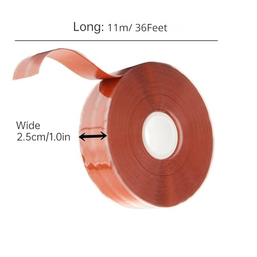 1" x 36' Red Self-Fusing Silicone Tape, Hose Repair Wrap, Heavy Duty and Leak Proof Rubber Hose Tape for Gym Equipment Hose Emergency Repair (0.5mm in Thickness) - color: Red, size: 1-Inch x 36-Feet