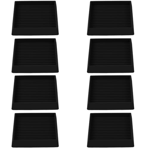 3x3 Square Rubber Furniture Caster Cups, Anti-Sliding Furniture Pads Bed Stopper Floor Protectors with Grip - Protect Any Flooring - size: 8 Pcs Black
