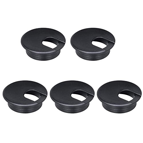 Desk Grommet 2 Inch, Plastic Wire Organizers, Computer Cable Hole Cover Plug Cap Insert (Black, 5) - color: Black, size: 5