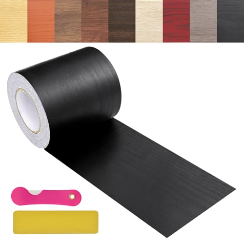 Wood Grain Repair Tape, 2.4 inch X 32ft Self Adhesive Wood Colored Tape for Tables, Chairs, Baseboards, Doors, Windows, Floors, Handicraft DIY. - color: Black wood grain, size: 2.4in*32ft