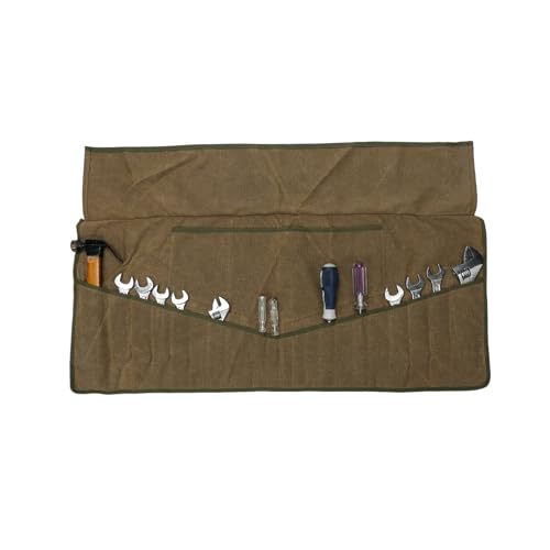 Super Tool Roll, Waxed Canvas Tool Pouch, Multi-Purpose Wrench Organizer, Waterproof Roll Up Tool Bag With 26 Pockets For Electrician, HVAC, Plumber, Carpenter or Mechanic,Large Socket Storage Case - style: 26 Pockets