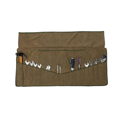 Super Tool Roll, Waxed Canvas Tool Pouch, Multi-Purpose Wrench Organizer, Waterproof Roll Up Tool Bag With 26 Pockets For Electrician, HVAC, Plumber, Carpenter or Mechanic,Large Socket Storage Case - style: 26 Pockets