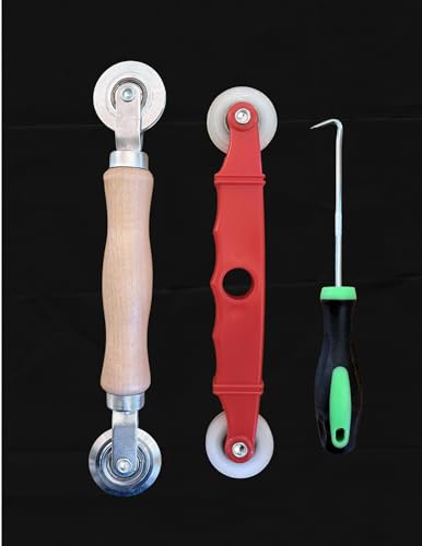 Screen Spline Roller Tool/Repair Kit, Wood Handle Roller, Combination Nylon Wheel Roller, and Spline Hook Removal Tool - Empire Window & Door Screens