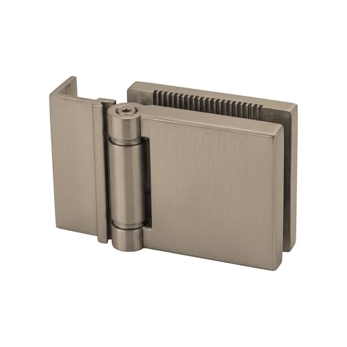 FHC JMH1LBN L-Mount Universal Hinge for 1/4" Glass - Brushed Nickel - color: Brushed Nickel