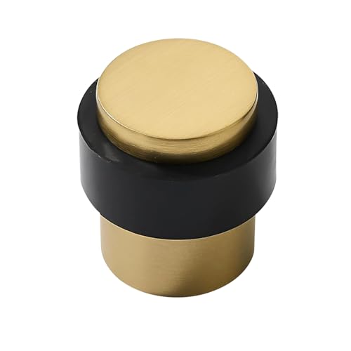 KHTUMEWARE 2 Pack 1-1/2 in Floor Door Stopper,Satin Brass Door Stop,Wall Protector Commercial Door Bumper Wedge Decorative Cylindrical Install Door stoppers on the Floor - color: Brushed Brass, size: 1-1/2"