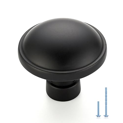 JOY DECOR 2 Pack Matte Black Cabinet Knobs Single Hole Dresser Drawer Pulls Modern Kitchen Cabinet Hardware for Cupboard Door Handles - color: Matte Black, size: Single Hole