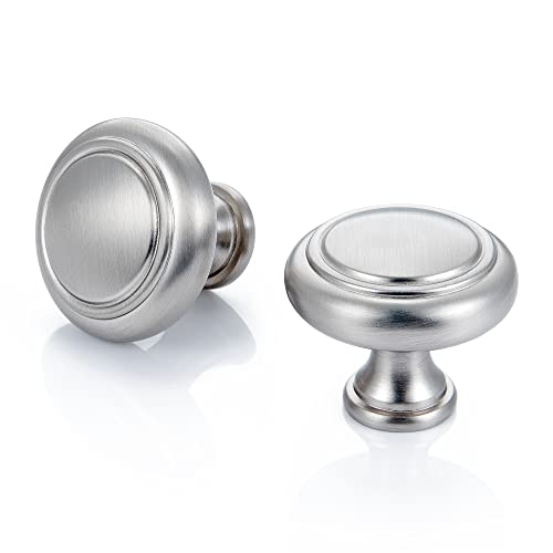 Round Drawer Knobs and Pulls - 10 Pack / 1.4 Inch(36mm), Cabinet Knobs Brushed Nickel, Stylish Drawer Knobs for Office Cabinets, Bathroom Cabinet Knob, Kitchen Decorative Hardwares - color: Brushed Nickel