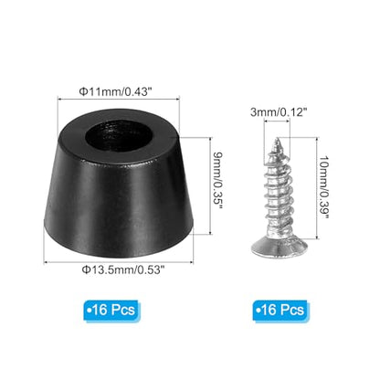 Cutting Board Feet, 16 Pack Round Rubber Feet Bumpers Non Slip Bumper Pads with Stainless Steel Screws for Furniture Chairs Desks Electronics (0.1" Wx0.35 H) - size: 0.1"Wx0.35"H
