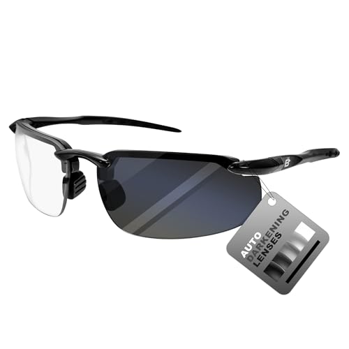 Birdz Skyline Auto-Darkening Safety Glasses Photochromic Transitional Sunglasses Black w/Anti-Fog and UV Protection ANSI Z87.1+