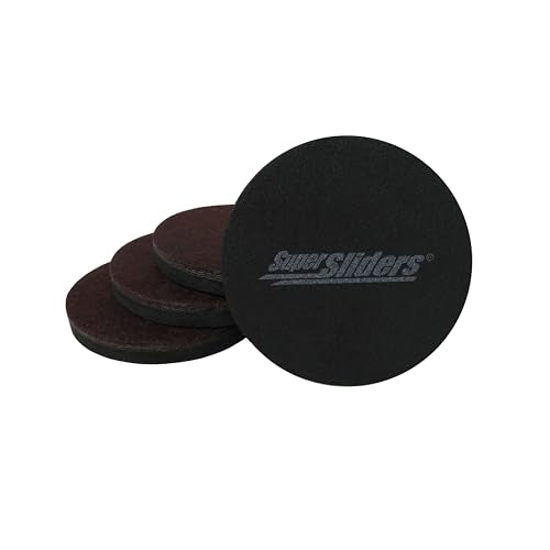 Super Sliders 3-1/2" Medium Round Reusable Felt Furniture Sliders for Hard Surfaces, Anti-Slip Protective Furniture Moving Pads for Beds, Sofas, Dressers, Set of 4, Brown - color: Brown, size: 3-1/2 Inch