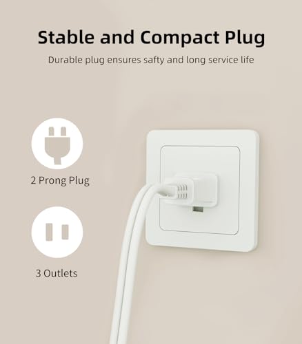 TiFFCOFiO Indoor Extension Cord, 2 Prong 6 Feet Extension Cord, 3 Polarized Outlets with Safety Slide Windows,13A/1625W, 16 AWG, 3 Packs - size: 3 Packs