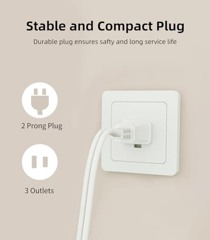TiFFCOFiO Indoor Extension Cord, 2 Prong 6 Feet Extension Cord, 3 Polarized Outlets with Safety Slide Windows,13A/1625W, 16 AWG, 3 Packs - size: 3 Packs