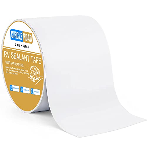 CircleRoad RV Roof Tape White, 6 Inch X 50 Feet RV Repair Sealant Tape, Stop Camper Roof Leaks, UV-Resistant, Weatherproof and Reliable for Camper, Trailer, Boat (6In-50FT) - style: 6In-50FT