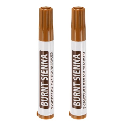 uxcell Furniture Repair Wood Markers, 2 Pcs Burnt Sienna Touch Up Filler Sticks, Oil Based Paint Markers for Scratches, Wood Floors, Tables, Cabinet, Carpenters, Cover Ups - color: Burnt Sienna