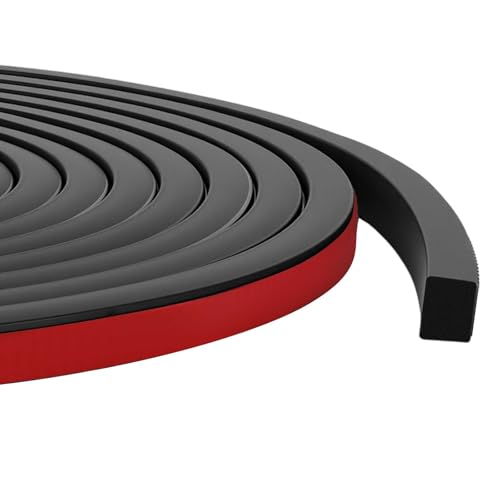 Pangda 26 Ft Rectangular Rubber Seal Strip with Self-Adhesive Tape, 0.5" W x 0.38" H Foam Rubber Weather Stripping for Boat, Automobile, RV, Ship, Garage Door/Window Seal, Black (Solid) - size: L:26ft, W:0.5" X H:0.38", style: Solid
