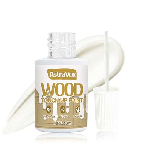 AstraVox Wood Touch Up Paint, 1.5 Oz White Paint for Wood Repair Scratches, Spots and Chips, Strong Adhesion Waterproof Quick Dry for Doors Tables Furniture Kitchen Cabinets Dressers - color: Ivory White001
