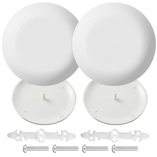 4 Pack Round Electrical Box Cover Hide Hole Ceiling Cover Ceiling Cover Plate for 3-1/2 to 4" Round Octagon Boxes, Covers Ugly Holes Screws, White (4)