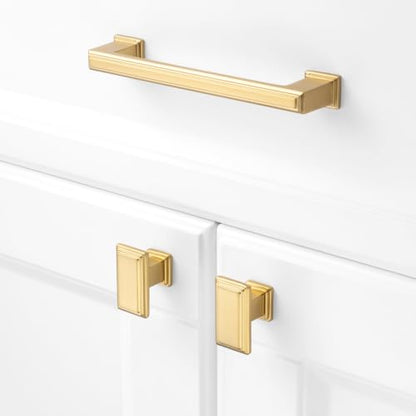 KOOFIZO Brushed Gold Cabinet Pulls Gold Cabinet Handles, 10 Pack 5 Inch Brushed Gold Hardware for Kitchen Cabinets Drawer Dresser P02 Cupboard Bedroom Bathroom - color: Brushed Gold, size: 5" CC - 10pcs