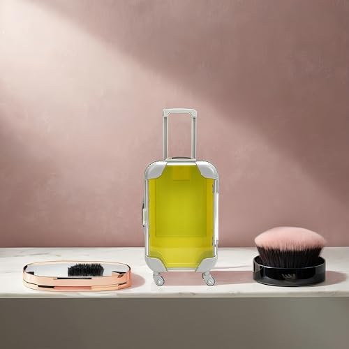 False Eyelash Storage Box, Portable Travel Organizer Mini Luggage False Eyelash Tray Makeup Tool (YELLOW) - color: YELLOW