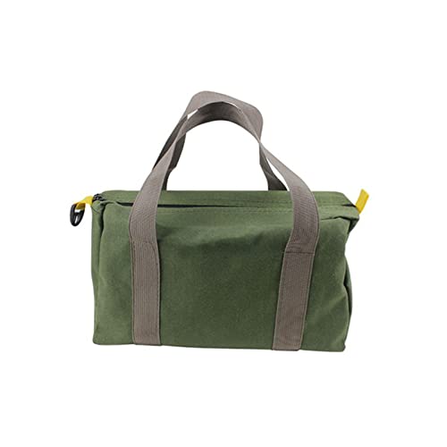 12 Inch Wide Mouth Tool Bag, Heavy Duty Canvas Tool Storage Bag for Men, Large Capacity Tool Tote Bag for Electricians, Power Tool Organizer Pouch - size: 12 Inch