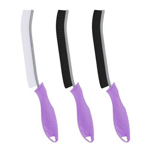 TQRR Hard Bristle Crevice Cleaning Brush-Thin Gap Scrub Brush, Small Cleaning Brush, Grout Brush, Kitchen Brush, Cleaning Tools for Toilet, Bathroom, Sink, Home, Household, Window (3, Purple) - color: Purple