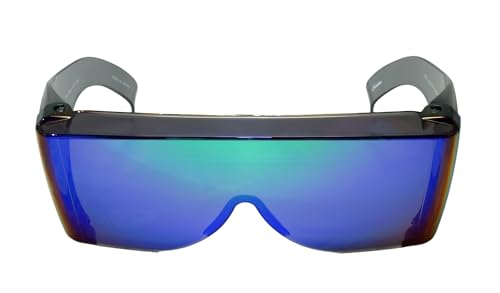 Calabria 3000 Fitover Safety Glasses with Uni-Lens – [Blue/Green/Silver Mirror - 3 Pack] Wrap Around Eye Protection | Anti-Fog Scratch Resistant | Protective Eyewear - color: Blue/Green/Silver Mirror 3-pack