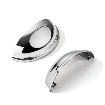 khtumeware 10 Pack 2-1/2" Drawer Pulls Polished Chrome Cabinet Cup Pulls Kitchen Hardware Cabinet Handles Drawer Handles Knobs 2.5 inch Hole Center - color: Polished Chrome, size: 2-1/2"(64mm) Hole Center, style: 10-pack