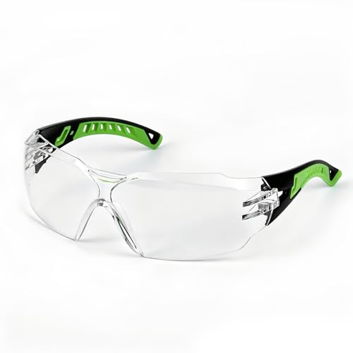 Safety Glasses Anti Fog UV400 Lightweight Rubber Temple Goggles,Eye Protection Glasses for Men & Women - color: Green