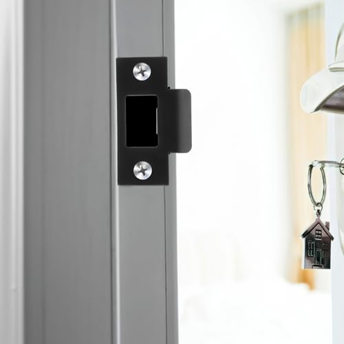 Homoyoyo 4pcs Cam Block Door Locks, Stainless Steel Guide Piece Black Door Lock Door Strike Plate Door Strike Plate Reinforce Security on Your Doors (Pack of 2) - size: 7x7cm (Pack of 2)