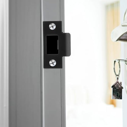 Homoyoyo 4pcs Cam Block Door Locks, Stainless Steel Guide Piece Black Door Lock Door Strike Plate Door Strike Plate Reinforce Security on Your Doors (Pack of 2) - size: 7x7cm (Pack of 2)