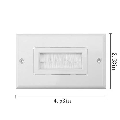 1pc Brush Wall Plate Multi-Function Single Port Cover Outlet Wall Mount Multimedia Panel White