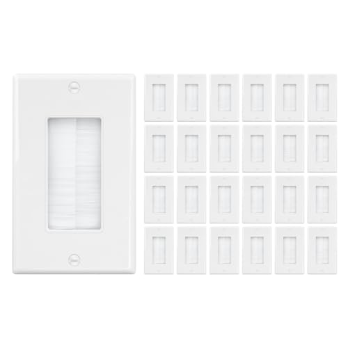 Iwillink Brush Wall Plate (20 Pack), Cable Pass Through Insert for Wires, Single Gang Cable Access Strap, Wall Socket for HDTV, Home Theater Systems - color: White, size: 20pack