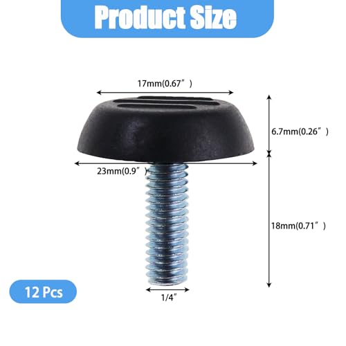1/4-20 UNC Thread Adjustable Furniture Levelers Table Feet Screw in Threaded, Screw on Chair Foot Glides Leveling for Tables, Chairs, Furniture Legs(1/4"-12PCS) - size: 1/4"-12PCS