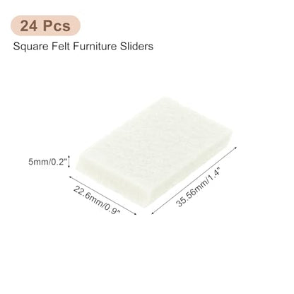 uxcell Furniture Pads, 24Pcs 1.4"x0.9" - Rectangle Self Adhesive Felt Furniture Pads, Hardwood Floor Protectors for Furniture Feet Chairs Legs (Beige) - color: Beige