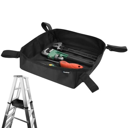 1680D Black Ladder Organizer for Telescoping Ladder, Portable Tool Bag for Ladder, Tool Pouches Ladder for Ladder Accessory Ladder Tool Kit Multi-Functional